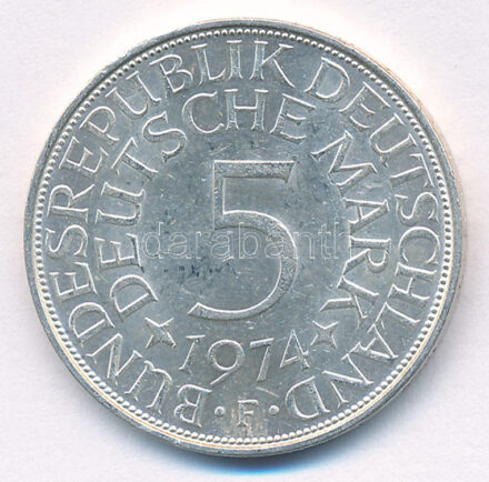 Német Szövetségi Köztársaság 1974F 5M Ag T:1-,2 GFR 1974F 5 Mark Ag C:AU,XF Krause KM# 112.1