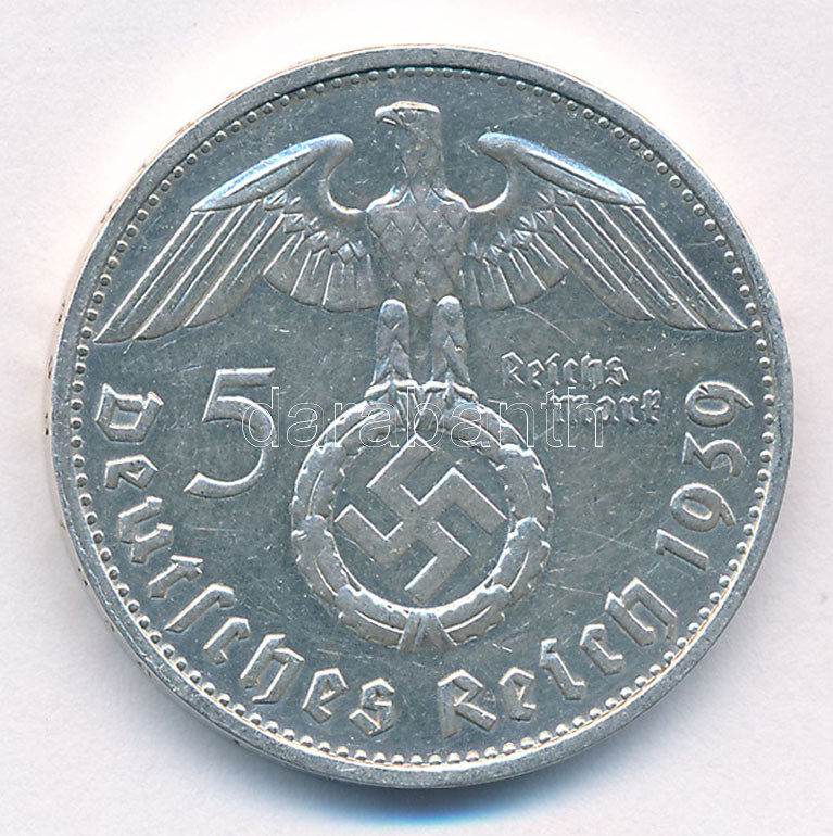 Német Harmadik Birodalom 1939B 5M Ag T:1- German Third Reich 1939B 5 Mark Ag C:AU Krause KM#94 - Image 2