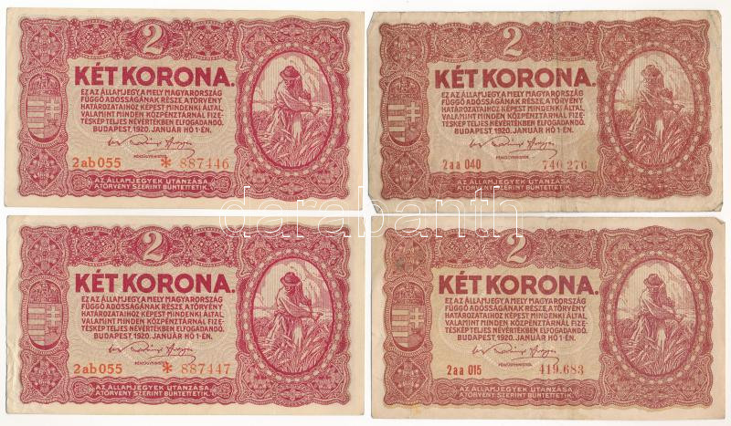 1920. 2K '2ab' (2x) sorszámkövető + 2K '2aa' (2x) T:II-III