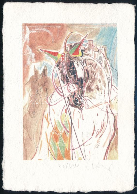 König (Kőnig) Róbert (1951-2014): Ló (cím nélkül). Computer print, merített, papír, jelzett, számozott (42/250). 11x7,5 cm