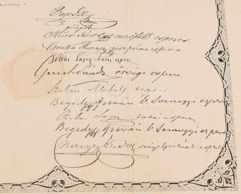 1888 Helvét egyháztanítói oklevél 50x80 cm - Image 3