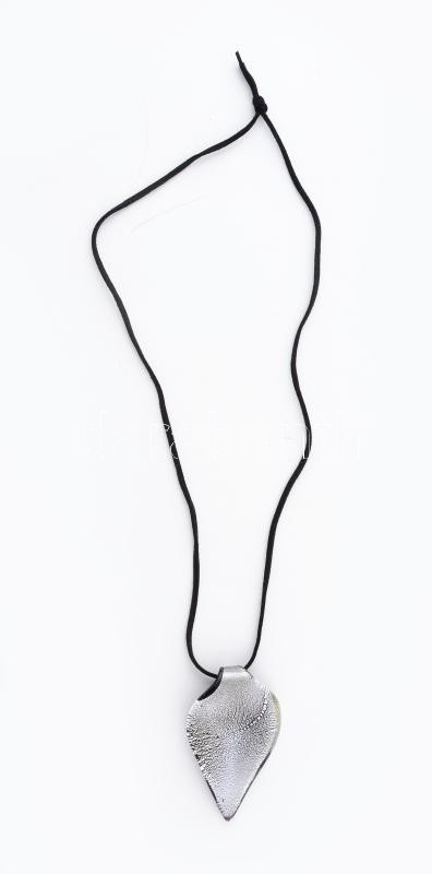 Murano medál, bőr szíjon, jelzés nélkül, 7x4,5cm