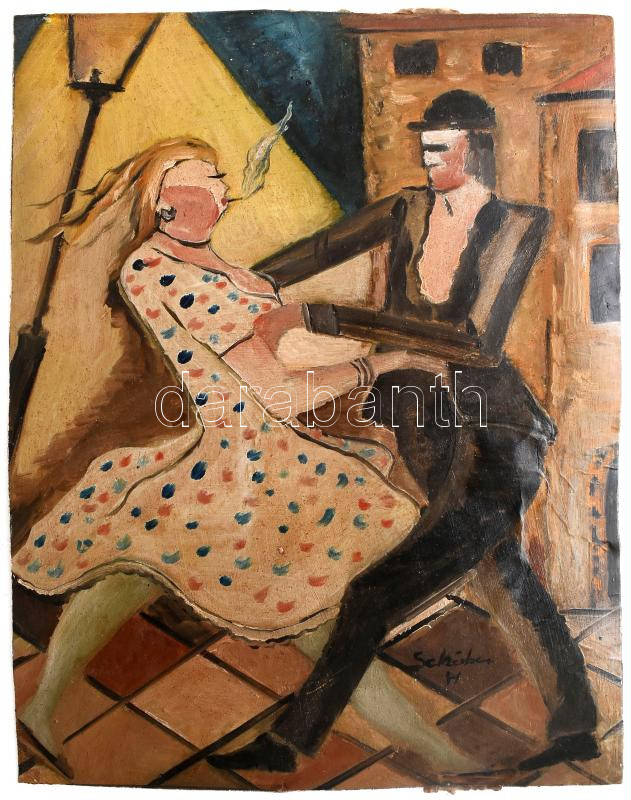 Scheiber H jelzéssel: Táncolók. Olaj, karton. Kissé vetemedett. 36x28,5 cm