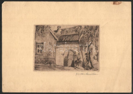 Farkas Rozália (?-1929): Tere-fere. Rézkarc, papír, jelzett, lap széle kissé foltos,13×17,5 cm