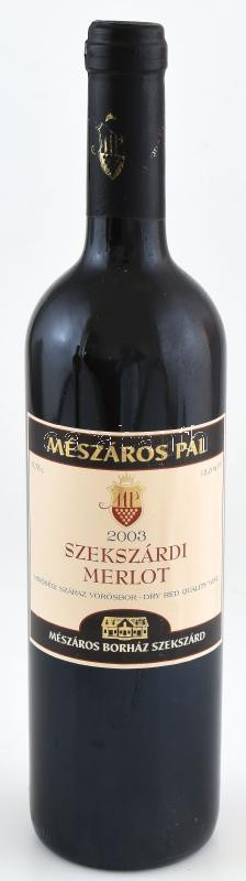 2003 Mészáros Pál Szekszárdi Merlot vörösbor bontatlan palack, szakszerűen tárolva, 0,75l