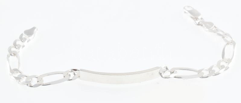 Ezüst (Ag) masszív véshető karkötő, jelzett, h: 21 cm, nettó: 14,3 g