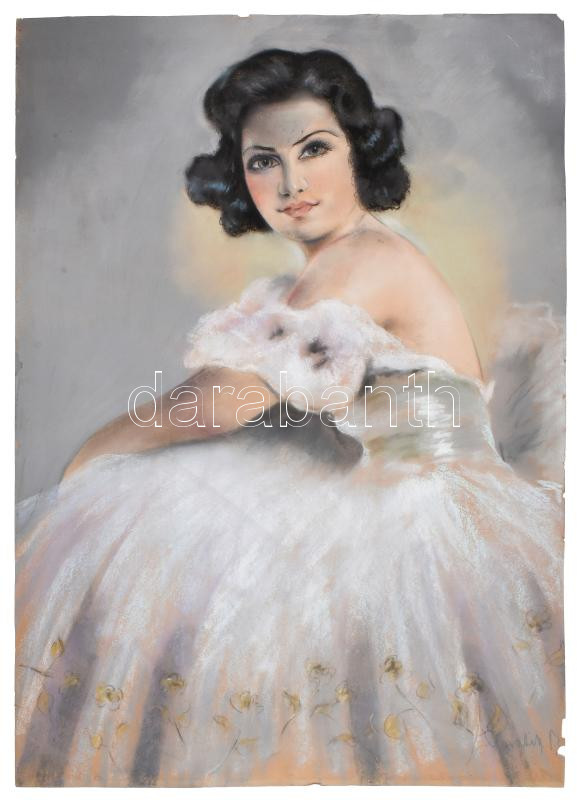 Olvashatatlan jelzéssel: Balerina. Pasztell, papír, lap széle kissé sérült. 70x50cm