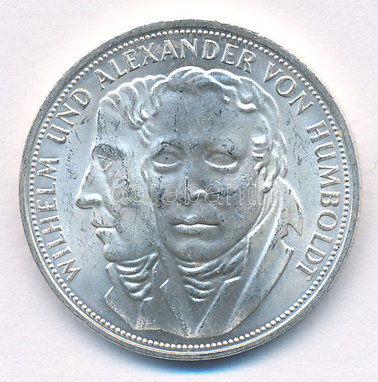 Német Szövetségi Köztársaság 1967F 5M Ag 'Wilhelm és Alexander von Humboldt' T:1- Federal Republic Germany 1967F 5 Mark Ag 'Wilhelm and Alexander von Humboldt' C:AU Krause KM#120.1