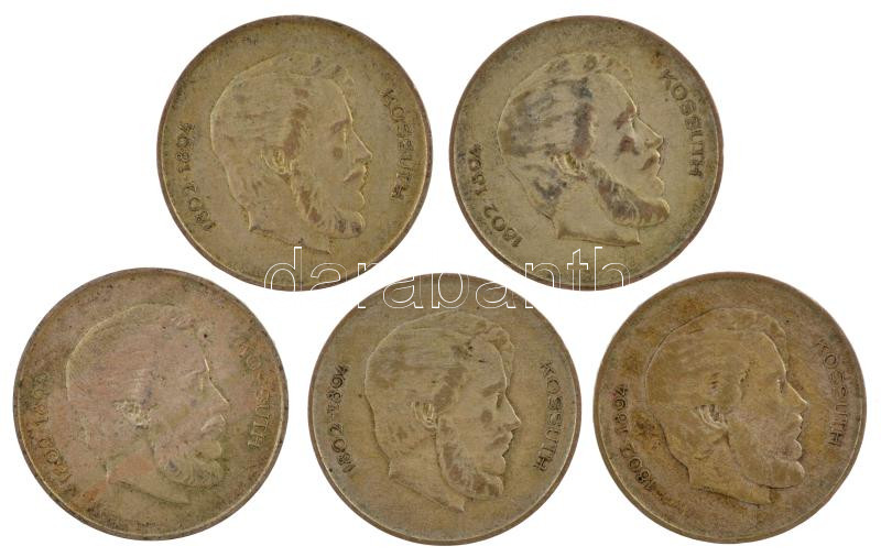 1947. 5Ft Ag 'Kossuth' (5x) T:2-,3 patina Adamo F8.1 - Image 2