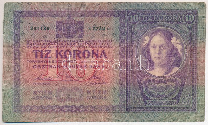 1904. 10K '3009 391136' T:III kis beszakadások, tűly. Adamo K10