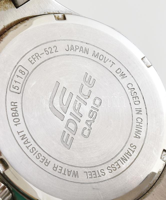 Casio, Edifice Cronograph WR100 jelzésű, kronográfos quartz karóra, működő állapotban, elemmel. A stopper kissé előbb ugrik vissza d: 45 mm - Image 3
