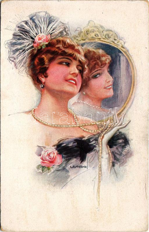 1917 Lady art postcard. 'ERKAL' Künstler Serie 304/4. s: Usabal (EK)
