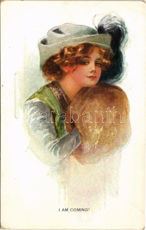 1917 'I Am Coming!' New World Girl Nr. 3. Lady art postcard. B.L.W.I. 646/1. (EK)