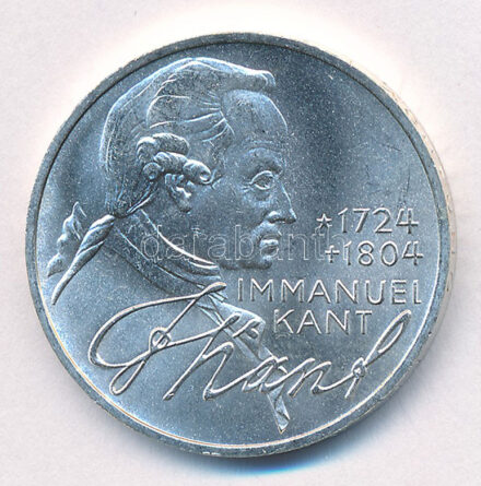Német Szövetségi Köztársaság 1974D 5M Ag 'Immanuel Kant születésének 250. évfordulója' T:1- kis karc FRG 1974D 5 Mark Ag '250th Anniversary - Birth of Immanuel Kant' C:AU small scratch Krause KM#139