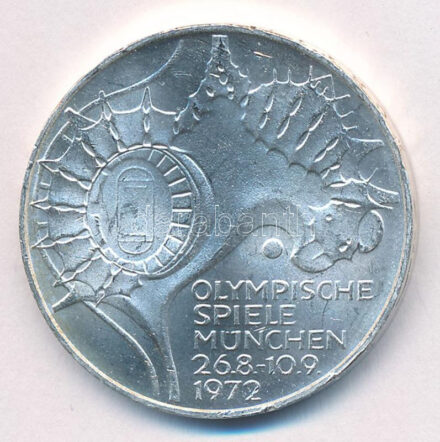 Német Szövetségi Köztársaság 1972D 10M Ag 'Nyári Olimpiai Játékok München / Stadion' T:1- ph FRG 1972D 10 Mark Ag 'Olympic Games Munich / Stadium' C:AU edge error Krause KM#133