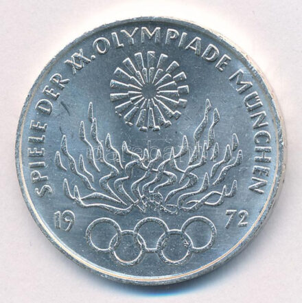 Német Szövetségi Köztársaság 1972D 10M Ag 'Nyári Olimpiai Játékok München / Olimpiai Láng' T:1- FRG 1972D 10 Mark Ag 'Olympic Games Munich / Olympic Flame' C:AU Krause KM#135