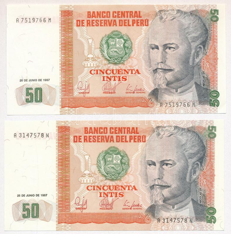 Peru 1987. 50I (2x) T:I- Peru 1987. 50 Intis (2x) C:AU Krause P#130