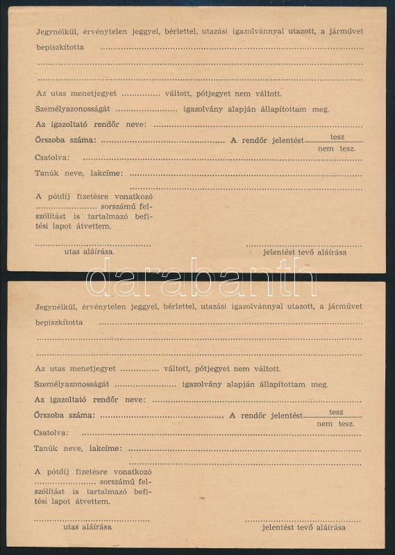 cca 1960 Fővárosi Autóbuszüzem kitöltetlen bírsági jegyzékei 2 db - Image 2