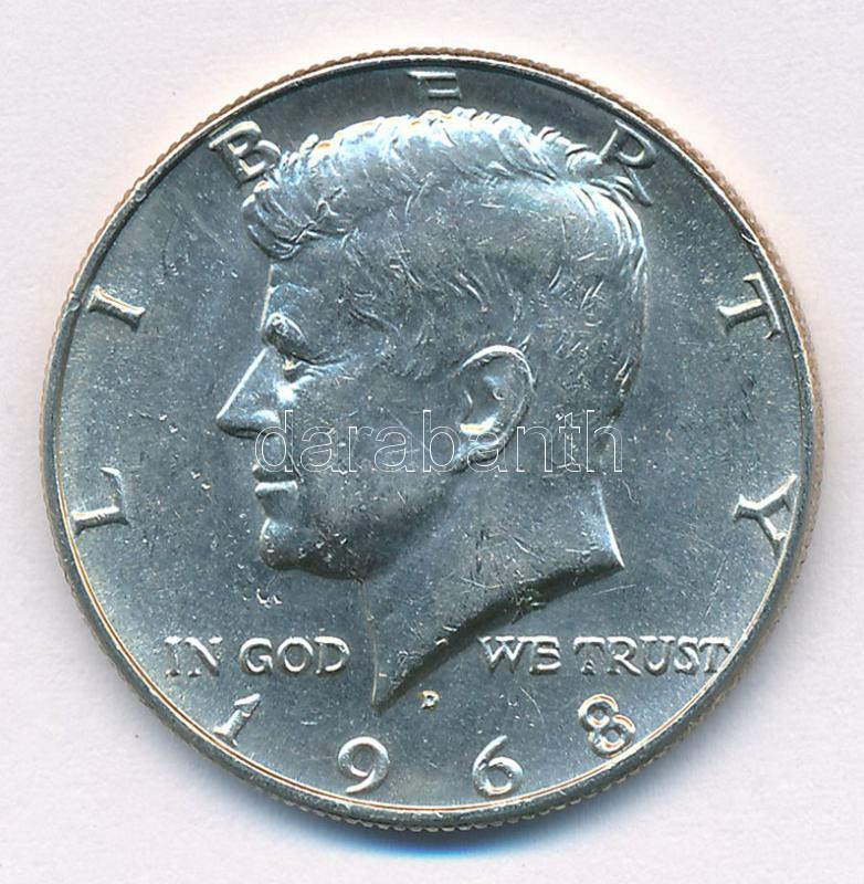 Amerikai Egyesült Államok 1968D 1/2$ Ag 'Kennedy' T:1-,2 USA 1968D 1/2 Dollar Ag 'Kennedy' C:AU,XF Krause KM#202a
