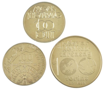1985. 100Ft Cu-Ni 'Kulturális Fórum' + 1986. 100Ft Cu-Ni-Zn 'Fáy András' + 1988. 100Ft Cu-Ni-Zn 'Labdarúgó Európa-bajnokság' T:1,1- patina Adamo EM88, EM96, EM102