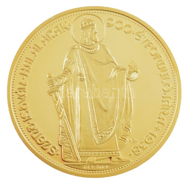 1938. 100P aranyozott Cu utánverete 'R' jelzéssel, kapszulában (45mm) T:PP - Image 2