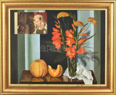 Zérly László (?-): Csendélet. Olaj, fa, jelezve jobbra lent, dekoratív fakeretben, 40×50 cm