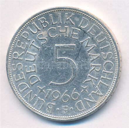 Német Szövetségi Köztársaság 1966F 5M Ag T:2 patina FRG 1966F 5 Mark Ag C:XF patina Krause KM# 112.1