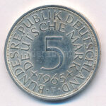 Német Szövetségi Köztársaság 1965F 5M Ag T:1- patina, kis ph FRG 1965F 5 Mark Ag C:AU patina, small edge error Krause KM# 112.1