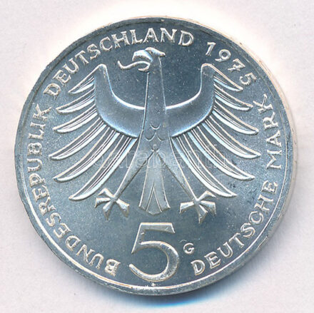 NSZK 1975G 5M Ag 'Albert Schweitzer' T:1,1- FRG 1975G 5 Mark 'Albert Schweitzer' C:UNC,AU Krause KM#143