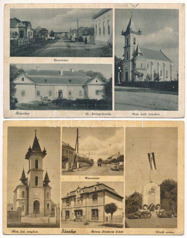 Bánréve - 2 db RÉGI város képeslap / 2 pre-1945 town-view postcards