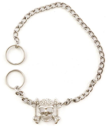 Koponyás, hosszú fém kulcstartó, h: 38 cm