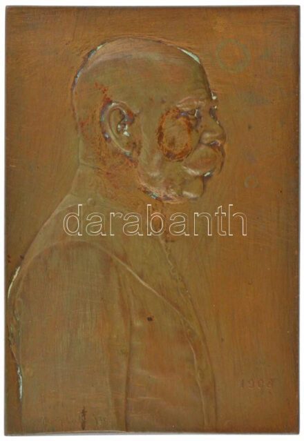 Ausztria 1900. 'Ferenc József' egyoldalas Br plakett. Szign.: Rudolf Marschall (94x64mm) T:2- szennyeződés, karcok Austria 1900. 'Franz Joseph' one-sided Br plaque. Sign.: Rudolf Marschall (94x64mm) C:VF dirt, scratches