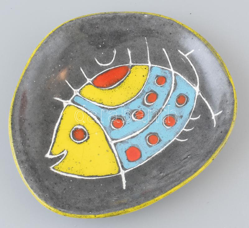 Pál Ferenc: Halas tál, kerámia, jelzés nélkül, d: 14 cm