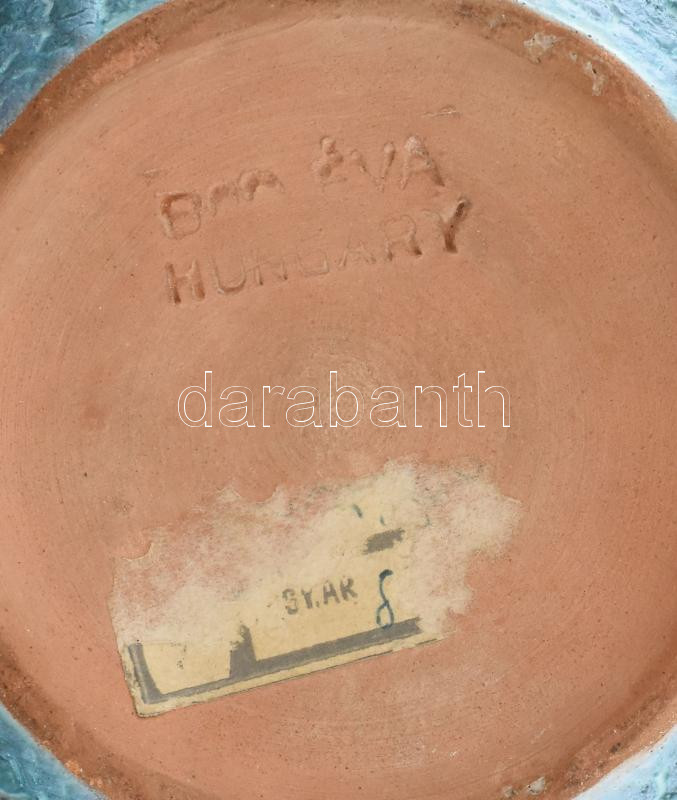 Bod Éva: Rücskös retró kerámia tál, jelzett, hibátlan, d: 17 cm - Image 4
