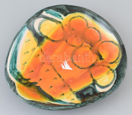 Retró dinnyés tányér, kerámia, H jelzéssel, hibátlan, d: 19 cm