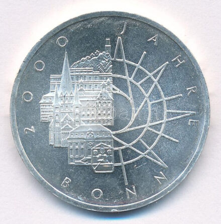 Német Szövetségi Köztársaság 1989D 10M Ag 'Bonn 2000. évfordulója' T:1,1- Federal Republic Germany 1989D 10 Mark Ag '2000th Anniversary of Bonn' C:UNC,AU Krause KM#172