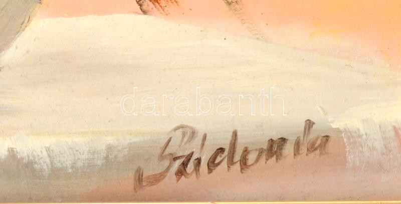 Széchenyiné Varga Szidónia (1965-): Csendélet. Olaj, farost. Jelzett. Dekoratív fakeretben. 25x20 cm - Image 2
