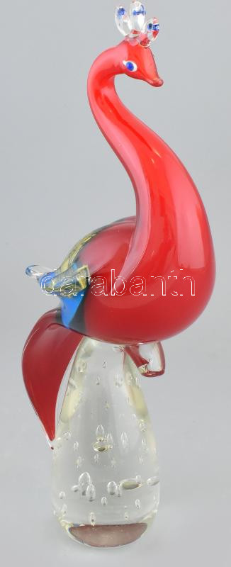 Murano: Páva. Kézzel készített üveg, jelzés nélkül, hibátlan, Olaszország, 1960-70 körül. m: 39 cm - Image 3