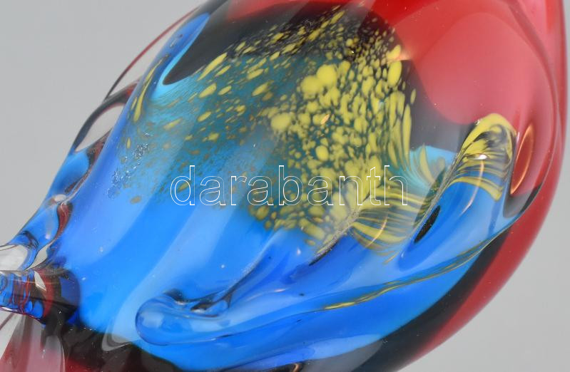 Murano: Páva. Kézzel készített üveg, jelzés nélkül, hibátlan, Olaszország, 1960-70 körül. m: 39 cm - Image 4