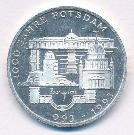 Németország 1993F 10M Ag '1000 éves Potsdam' T:1,1- Germany 1993F 10 Mark Ag '1000th Anniversary - Potsdam' C:UNC,AU Krause KM#180