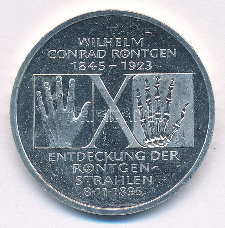 Németország 1995D 10M Ag '150 éve született Wilhelm Conrad Röntgen - 100 éves a Röntgen-sugár' T:1,1- (eredetileg PP) Germany 1995D 10 Mark Ag '150th Anniversary of the birth of Wilhelm Conrad Röntgen - 100th Anniversary of X-ray'