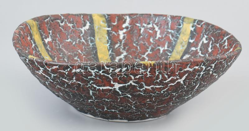 Bod Éva: Rücskös retró kerámia tál, jelzett, hibátlan, d: 20 cm - Image 3