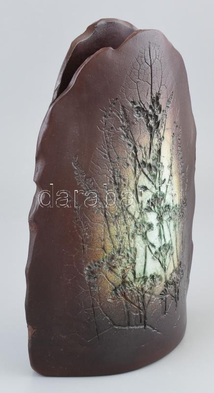 Szarka Tamás: Naturalista, retró váza, kerámi9a, hibátlan, jelzett, m: 26,5 cm - Image 2