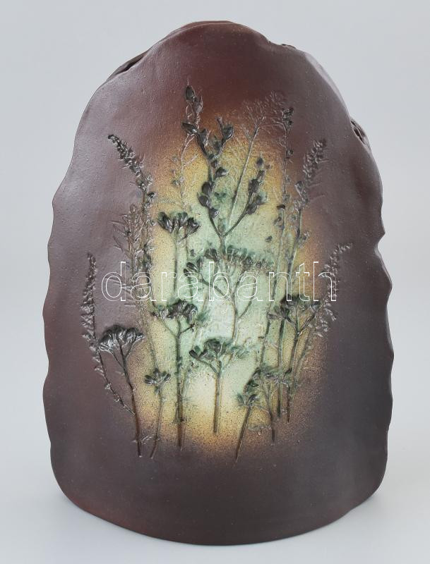 Szarka Tamás: Naturalista, retró váza, kerámi9a, hibátlan, jelzett, m: 26,5 cm - Image 3