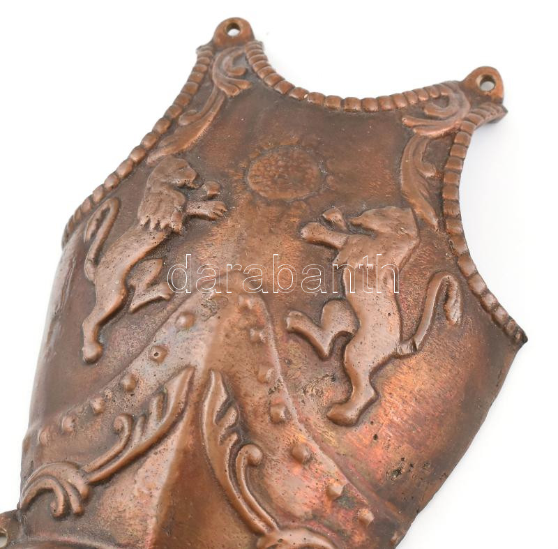 Spanyol falidísz, levélbontó, bronz, mellvért, 2db karddal, 22x22cm - Image 2