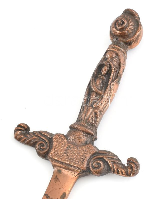 Spanyol falidísz, levélbontó, bronz, mellvért, 2db karddal, 22x22cm - Image 3