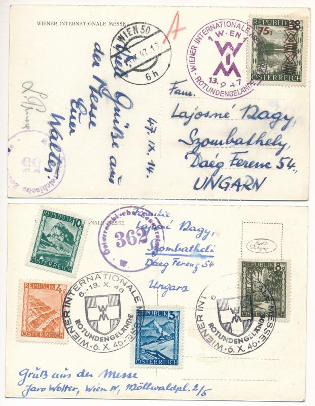 Wien, Vienna, Bécs; Wiener Internationale Messe + So. Stpl - 2 postcards - Image 2