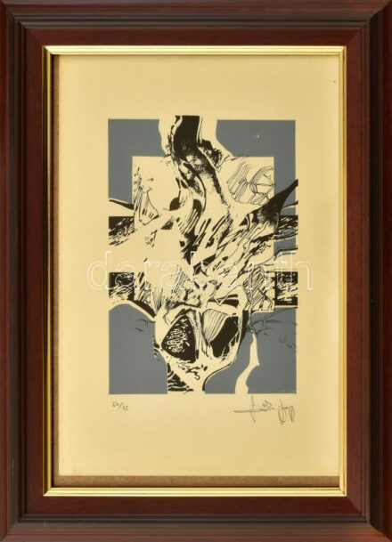 Szőke György (1954-): Robbanás (cím nélkül). Szitanyomat, papír, jelzett, számozott (50/12). Üvegezett fakeretben. 18x13 cm
