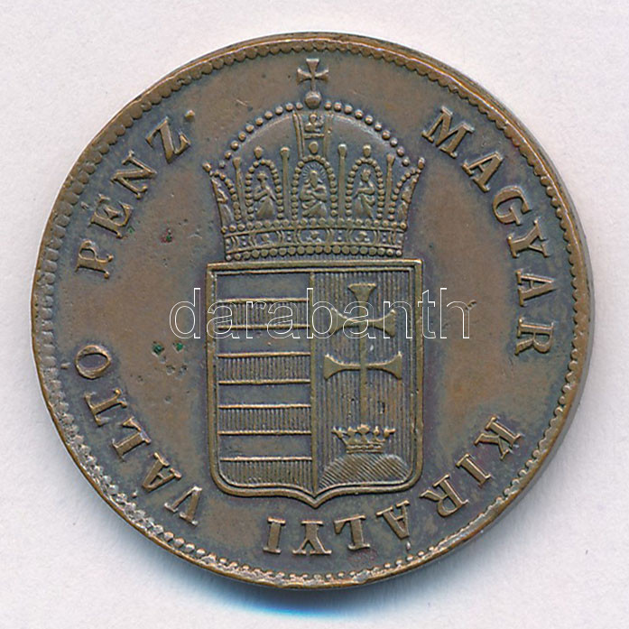1848. 1kr Cu T:1,1- patina Adamo B1 - Image 2