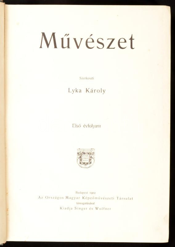 1902 A Művészet c. folyóirat teljes évfolyama festett egészvászon kötésben.